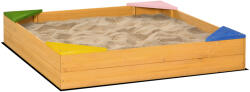 Outsunny Cutie Nisip Copii din Lemn, Design Natural, Rezistent la Intemperii, cu Capac Protecție | Aosom Romania (343-058V00ND)