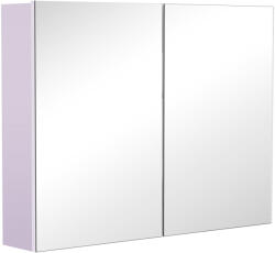 HomCom Dulapior de Baie cu Oglinda si 3 Rafturi din MDF Violet 80 x 60 x 15cm | Aosom Romania (834-044)