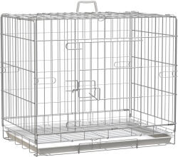 PawHut Cusca Caini Pliabilă din Oțel cu Ușă Blocabilă și 4 Roți pentru Ușurință în Mișcare | Aosom Romania (D02-053)