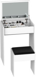 HOMCOM Masa de Machiaj cu Scaun si Container pentru depozitare si Oglinda Pliabila Alba 60, 2x40, 2x79cm HOMCOM | Aosom Romania (831-192)