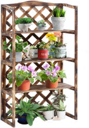 Outsunny Suport Ghivece Flori Outsunny cu 3 Etajere, Lemn de Brad, 80x40x150cm| Aosom RO | Aosom Romania (845-118)