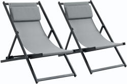 Outsunny Set 2 Scaune Fotoliu Sezlong pentru Exterior, Pliabile si Rabatabile, din Aluminiu, Gri, 96.5 x 58 x 91.5cm | Aosom Romania (84B-342V01CG)
