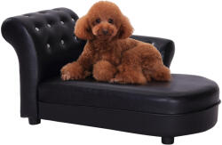 PawHut Canapea Lux pentru Câini, Tapitată, Confortabilă pentru Animale de Companie, Negru, 82.5x45x41.5cm | Aosom Romania (D04-074BK)