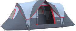Outsunny Cort pentru Camping pentru 5-6 Persoane, Rezistent la Apa 3000mm si Protectie UV, Stalpi din fibra de sticla, 4.55x2.3x1.8m, Gri | Aosom Romania (A20-132) Cort
