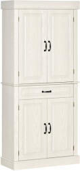 HOMCOM Bufet de bucatarie HOMCOM cu 2 dulapuri cu 2 usi si sertar, din lemn 80x35x180cm alb | Aosom RO (835-346V01) Bufet