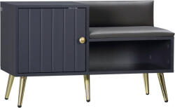 HomCom Dulap de Intrare pentru Pantofi cu Scaun Căptușit, Raft Deschis și Dulap, pentru 4 Perechi de Pantofi, 80x33x49 cm, Gri | Aosom Romania (837-297V01GY) Pantofar