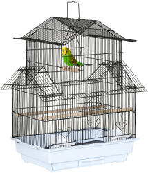 PawHut Cusca pentru Păsări din Metal și Plastic, cu Mâner de Transport și Tavă Detașabilă, Alb, 50.5x41x63 cm | Aosom Romania (D10-062V01WT)