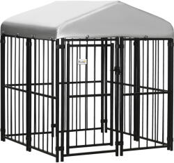 PawHut Tarc Joacă pentru Caini în Aer Liber cu Baldachin Impermeabil și Protecție UV 122x122x138cm | Aosom Romania (D02-153V00BK)
