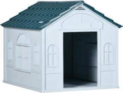 PawHut Casă Plastic pentru Caini Talie Mare Protecție Climatică Albastru 65x75.7x63cm | Aosom Romania (D02-125V00BU)