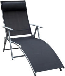 Outsunny Șezlong de Grădină Pliabil cu Pernă și Spătar cu 7 Poziții de Înclinare, 137x63.5x100.5 cm, Negru | Aosom Romania (84B-184BK)