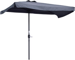 Outsunny Umbrelă Compactă Semicirculară cu Manivelă, Ideală pentru Spații Mici, 230x130x249cm, Gri | Aosom Romania (84D-008V01CG)