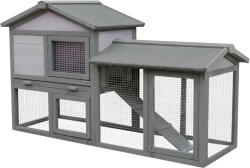 PawHut cusca pentru iepuri, cu tarc, 147x54x84 cm, gri | Aosom Romania (D51-101)