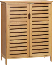 Kleankin Dulap baie cu doua usi si 2 rafturi de depozitare, din bambus, natural | Aosom Romania (834-510V00ND)