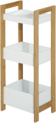 HomCom Dulapior Compact Baie, Raft Multifuncțional cu 3 Etajere, din MDF și Bambus, 27.5x20.8x74 cm, Alb | Aosom Romania (834-099)