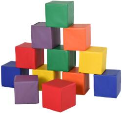 HOMCOM Set HOMCOM 12 Cuburi Moi fara Ftalati, Joc Educativ pentru Copii peste 2 ani, 20x20x20cm, Multicolor | Aosom Romania (3D0-003)