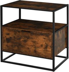 HOMCOM Masuță de Salon Modernă, Măsuță din Lemn Maro cu 1 Sertar și 2 Blaturi de Sprijin, 73x45.5x76 cm, Negru | Aosom Romania (838-039)