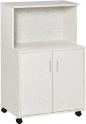 HomCom Mobilier de bucatarie cu roti HOMCOM, 60.4x40.3x 97cm, textura lemn alb/dungat | Aosom RO (801-100WT)