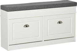 HomCom Banchetă-Pantofar HOMCOM din Lemn cu Spațiu de Depozitare, 104x24x55 cm, Design Modern, Alb | Aosom Romania (837-138) Pantofar