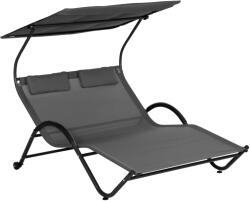 Outsunny Sezlong de exterior pentru gradina cu acoperis parasolar, gri inchis | AOSOM RO (84G-085V01CG)