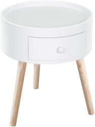 HomCom Masa de Salon Moderna cu Sertar in Lemn, Alb, Ф38x45cm | Aosom Romania (833-363) Masa de cafea