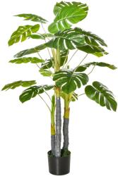 HOMCOM Monastera Planta Artificiala de Interior si Exterior, Planta Artificiala cu efect Realist cu 20 de Frunze, 120 cm | Aosom Romania (830-435)