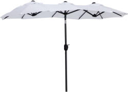 Outsunny Umbrelă Dublă de Grădină, Copertină Ventilată, 12 Nervuri, 295x152x222cm, Alb | Aosom Romania (84D-217V00CW)