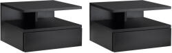 HOMCOM Set de 2 Noptiere Moderne Suspendate pentru Dormitor cu Sertar si Polita Superioara din Lemn 35x32x22.5cm Negru HOMCOM | Aosom Romania (831-338BK)