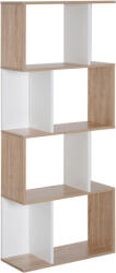 HOMCOM Biblioteca Design Modern 4 rafturi Lemn Natural si Alb, 60x24x148cm HOMCOM | Aosom Romania (833-451) Raft