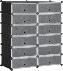 HomCom Dulap pentru Încălțăminte Modular cu 12 Cuburi din PP și Oțel Design Versatil Negru și Alb pentru Hol sau Dormitor | Aosom Romania (850-183) Pantofar