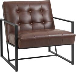 HOMCOM Fotoliu Stil Industrial Matlasat cu Nasturi, Mobilier Modern Fotoliu scaun din metal si PU, 62x74x78cm Maro HOMCOM | Aosom RO (833-904)