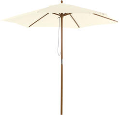 Outsunny Umbrelă Rotundă de Grădină din Bambus și Poliester 2.5x2.3m Crem/Alb | Aosom Romania (84D-056CW)