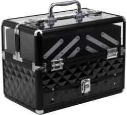 HOMCOM Valiză Machiaj Profesional, Truse Detașabile, Cadru Aluminiu, Portabilă, 30x18.5x22cm | Aosom Romania (501-018BK)
