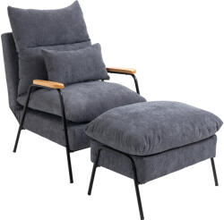 HOMCOM Scaun cu puft, suport pentru picioare, fotoliu confortabil reclinabil, gri | Aosom Romania (839-505V00GY)