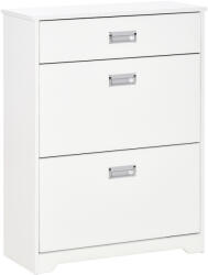 HomCom Suport de Pantofi Modern din Lemn cu 2 Sertare, Etajeră Reglabilă și Sertar Mic, 70x29x92 cm, Alb | Aosom Romania (837-141) Pantofar