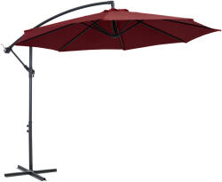 Outsunny Umbrelă Descentralizată pentru Exterior, Roșu Închis, Manivelă, Oțel și Poliester Anti-UV, Φ300x250cm | Aosom Romania (84D-037WR)