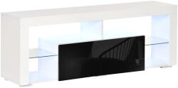HomCom Suport TV cu Iluminare LED Multicoloră și Telecomandă, pentru Televizoare până la 55", Dulapior cu Sertare Lemn Alb Lucios | Aosom Romania (839-126V90BK)