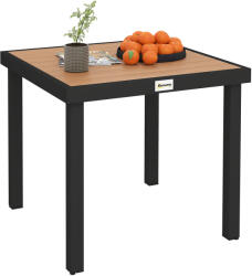 Outsunny Masa de gradina Outsunny pentru 4 Persoane din Aluminiu, Negru si Culoare Lemn | Aosom Romania (84B-918ND)