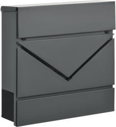HOMCOM Cutie Postala din Otel Zincat cu Suport Ziare si 2 Chei de Securitate incluse, 37x10.5x37 cm, Gri | Aosom Romania (B80-011V00CG)