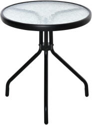 Outsunny Masuta de Gradina Rotunda Outsunny cu Etajera din Sticla Φ50x55cm, Negru (84B-654)