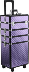 HOMCOM Valiza Make Up Profesionala din Aluminiu Mov cu Trusa Detasabila 33.5 x 23 x 76/95.5cm | Aosom Romania (501-021VT)