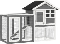 PawHut Cusca Exterior pentru Iepuri și Rozătoare, Lemn Gri, Design Rezistent la Intemperii, Spațiu Generos, Gri | Aosom Romania (D51-088GY)