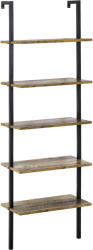 HOMCOM Biblioteca cu scari in stil industrial, cu 5 niveluri, montare pe perete din lemn si metal, 60x30x184, 5cm maro HOMCOM | Aosom Romania (838-111) Raft