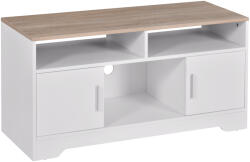 HomCom Mobilier pentru TV pana la 42", din fibra de lemn, 105x40x52cm, Alb si lemn natural HOMCOM | Aosom Romania (833-778)