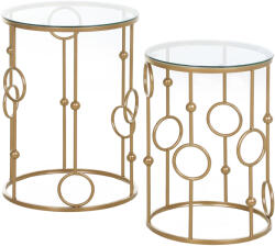 HomCom Set 2 Mese de Cafea, Design Modern, Metal și Sticlă, Auriu | Aosom Romania (833-674) Masa de cafea