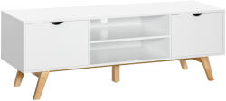 HomCom Comoda TV max 65" din PAL si MDF alb cu 2 dulapuri laterale 2 rafturi centrale deschise, 150x39x50 cm | Aosom Romania (833-691)