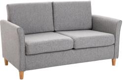 HOMCOM Canapea 2 Locuri, Confortabilă, Înveliș din Lin Gri, Structură din Lemn, 141x70x78cm | Aosom Romania (833-653GY) Canapea