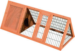 PawHut Cusca din Lemn de Brad pentru Iepuri, Habitat Exterior/Interior, 118x50x45 cm, Ușă cu Blocare, Maro | Aosom Romania (D51-015)
