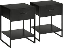 HOMCOM Set din 2 Noptiere Moderne, Noptieră cu Raft și Sertar, Organizatoare de Depozitare pentru Dormitor, Camera de Zi, 45x40x60 cm, Negru | Aosom Romania (831-534V01BK)