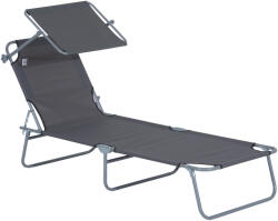 Outsunny Scaun de Plajă Pliabil și Reclinabil cu Parasolar, Confortabil, în Tesatura Oxford, Gri | Aosom Romania (84B-001GY)