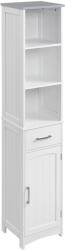 Kleankin HOMCOM Dulapior de Baie cu Rafturi, 3 Nivele, Organizare Eficientă, MDF Lacuit, 34x30x163cm, Alb și Gri | Aosom Romania (834-364LG)